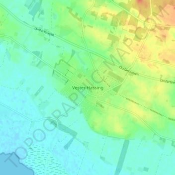 Carte topographique Vester Hassing, altitude, relief