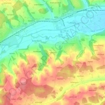 Carte topographique Unterdax, altitude, relief