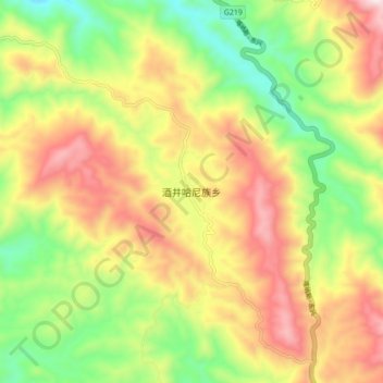 Carte topographique 酒井哈尼族乡, altitude, relief