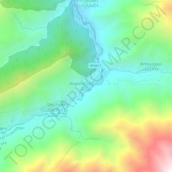Carte topographique Asgaour, altitude, relief