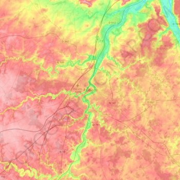 Carte topographique Poitiers, altitude, relief