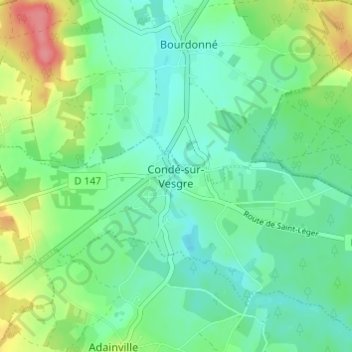 Carte topographique Condé-sur-Vesgre, altitude, relief