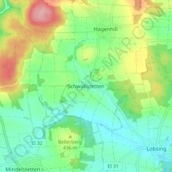 Carte topographique Schwabstetten, altitude, relief