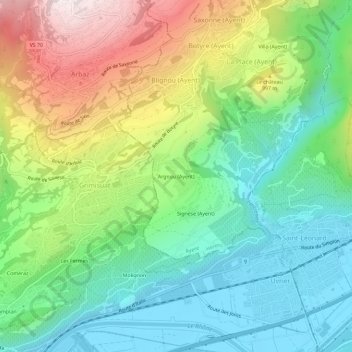 Carte topographique Argnou (Ayent), altitude, relief
