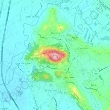 Carte topographique Monte, altitude, relief