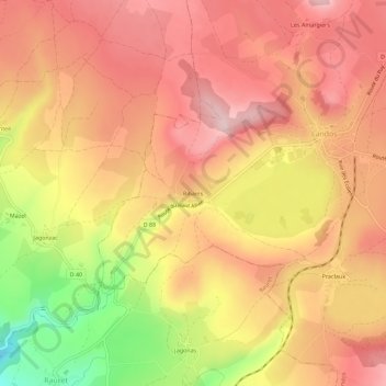 Carte topographique Ribains, altitude, relief