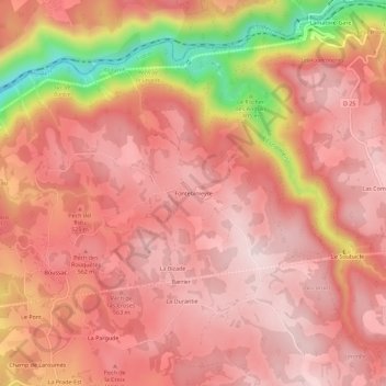 Carte topographique Fontebinieyre, altitude, relief