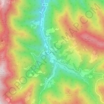 Carte topographique Borgo di Valcasotto, altitude, relief