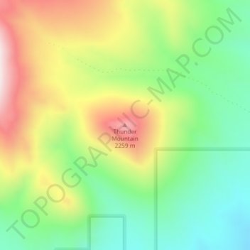 Carte topographique Thunder Mountain, altitude, relief