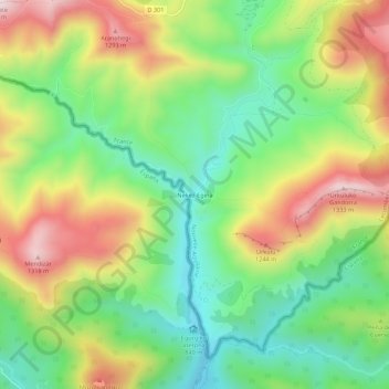 Carte topographique Nekez-Egina, altitude, relief