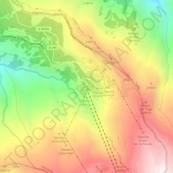 Carte topographique Pradollano, altitude, relief