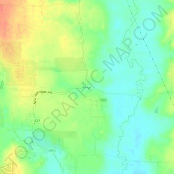Carte topographique Altoga, altitude, relief