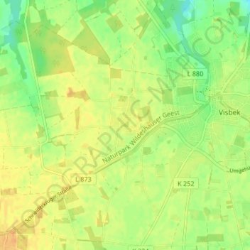 Carte topographique Erlte, altitude, relief