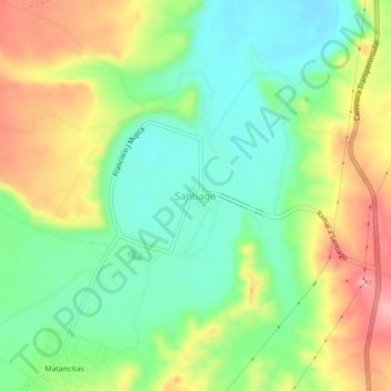 Carte topographique Santiago, altitude, relief