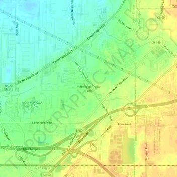 Carte topographique Pine Ridge Trailer Park, altitude, relief