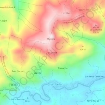 Carte topographique La Coude, altitude, relief