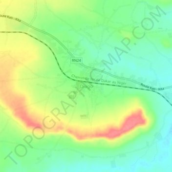 Carte topographique Diago, altitude, relief