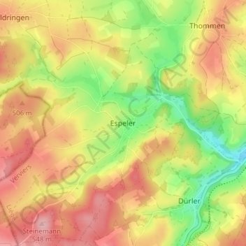Carte topographique Espeler, altitude, relief