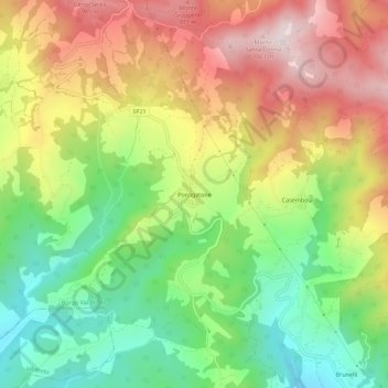 Carte topographique Porcigatone, altitude, relief