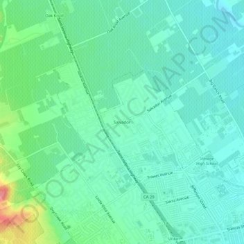 Carte topographique Salvador, altitude, relief