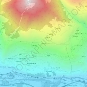 Carte topographique Brenva, altitude, relief