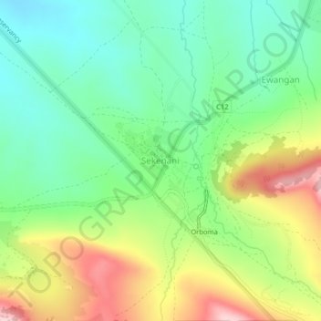 Carte topographique Sekenani, altitude, relief