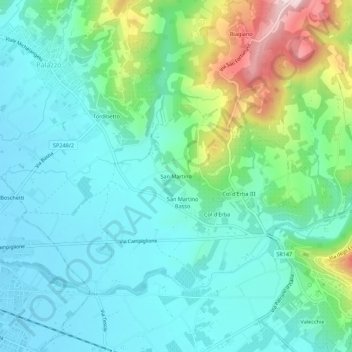 Carte topographique San Martino, altitude, relief