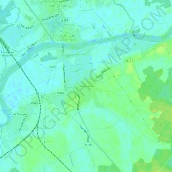Carte topographique Maison-Dieu, altitude, relief