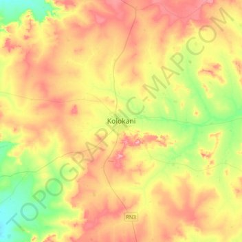 Carte topographique Kolokani, altitude, relief