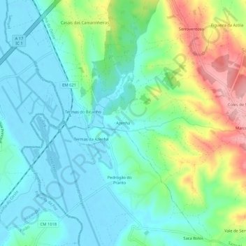 Carte topographique Azenha, altitude, relief