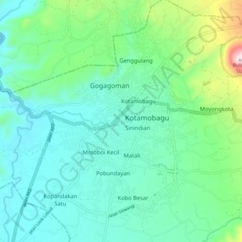 Carte topographique Mogolaing, altitude, relief