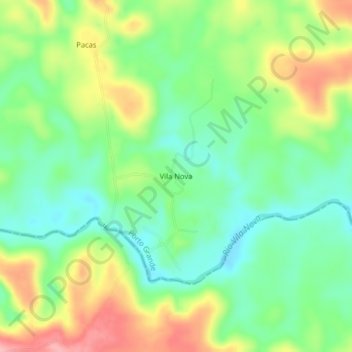 Carte topographique Vila Nova, altitude, relief
