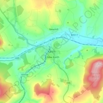 Carte topographique Keith, altitude, relief