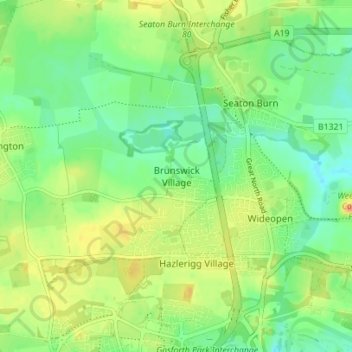 Carte topographique Brunswick Village, altitude, relief