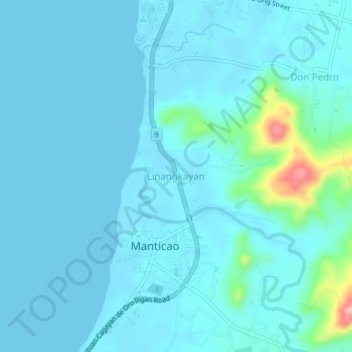 Carte topographique Linangkayan, altitude, relief