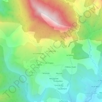 Carte topographique Le Colombier, altitude, relief