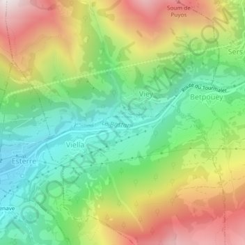 Carte topographique Clarets, altitude, relief