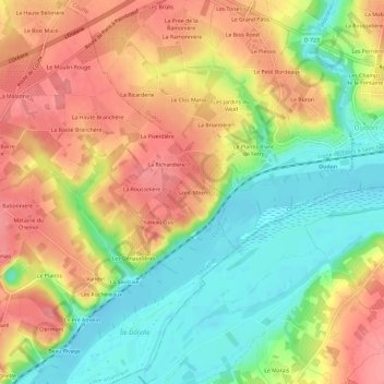 Carte topographique Saint-Méen, altitude, relief