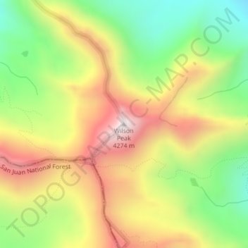 Carte topographique Wilson Peak, altitude, relief