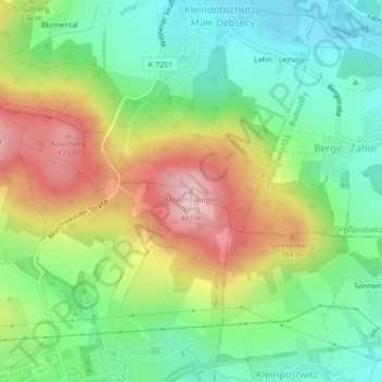 Carte topographique Mönchswalder Berg, altitude, relief