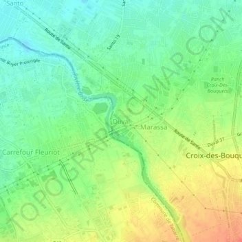 Carte topographique Duval, altitude, relief
