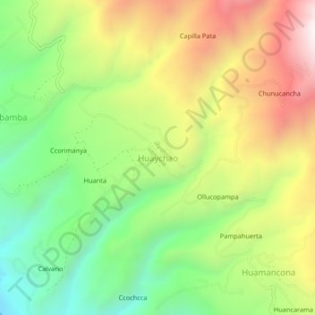 Carte topographique Huaychao, altitude, relief