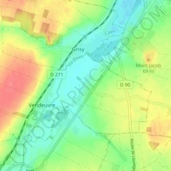Carte topographique Morières, altitude, relief