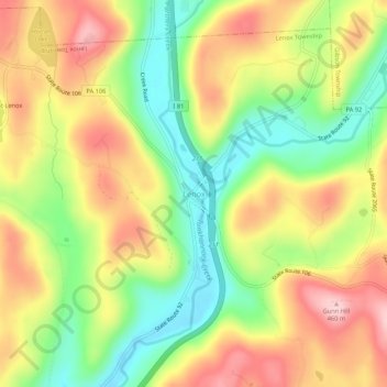 Carte topographique Lenox, altitude, relief