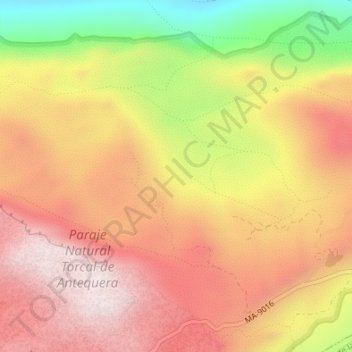 Carte topographique Torcal de Antequera, altitude, relief