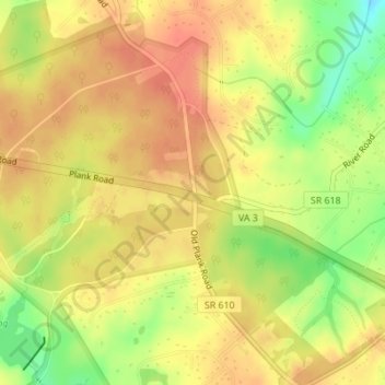 Carte topographique Chancellorsville, altitude, relief