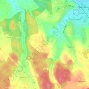 Carte topographique Sießen, altitude, relief