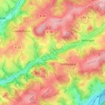 Carte topographique Loxsteeg, altitude, relief