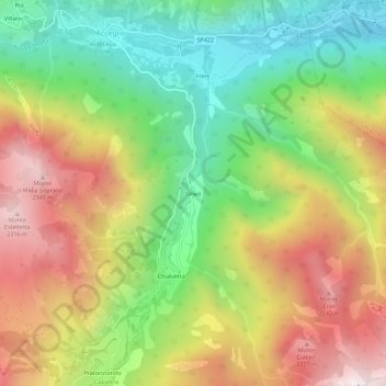 Carte topographique Gheit, altitude, relief