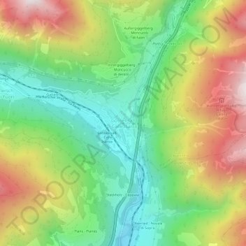 Carte topographique Gossensaß - Colle Isarco, altitude, relief